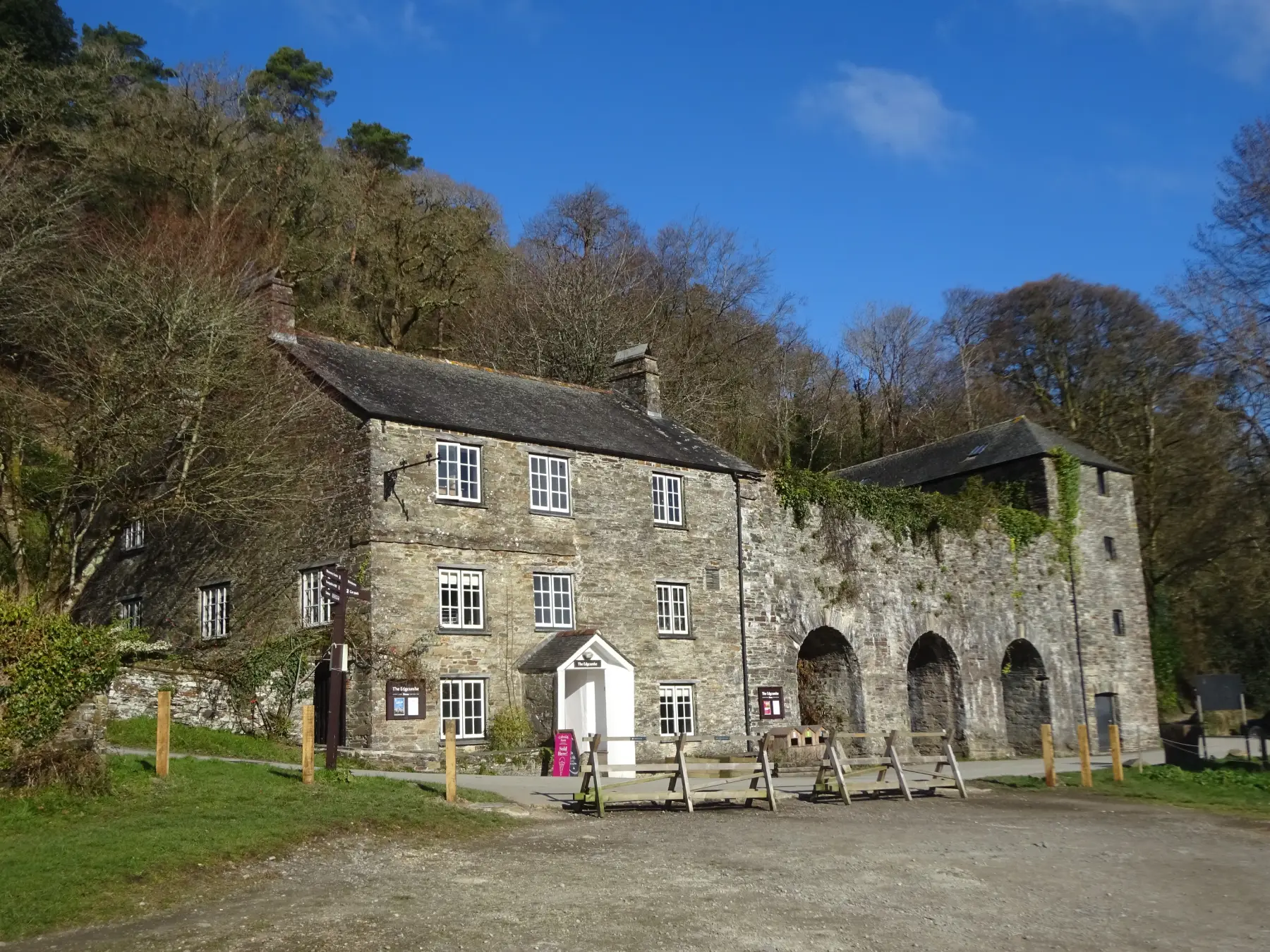 Cotehele Quay: ‘The Edgcumbe’, dating from the late 18th/early 19th centuries, with attached limekilns and warehouse