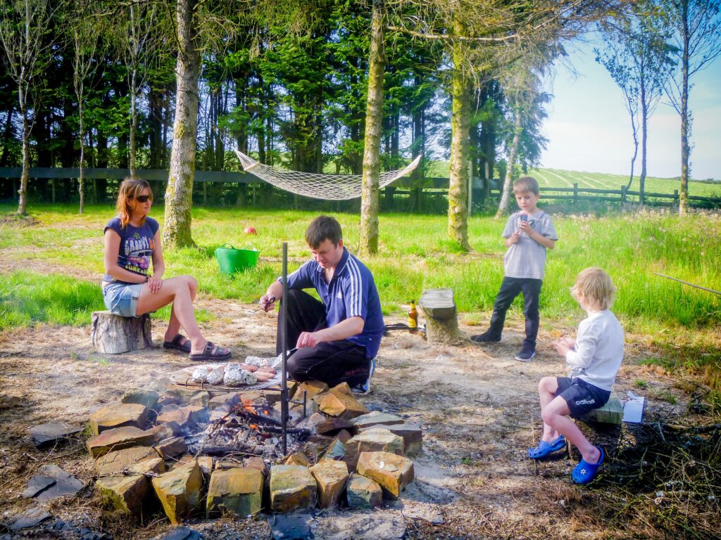 cooking on fire pits at Woodview Campsite