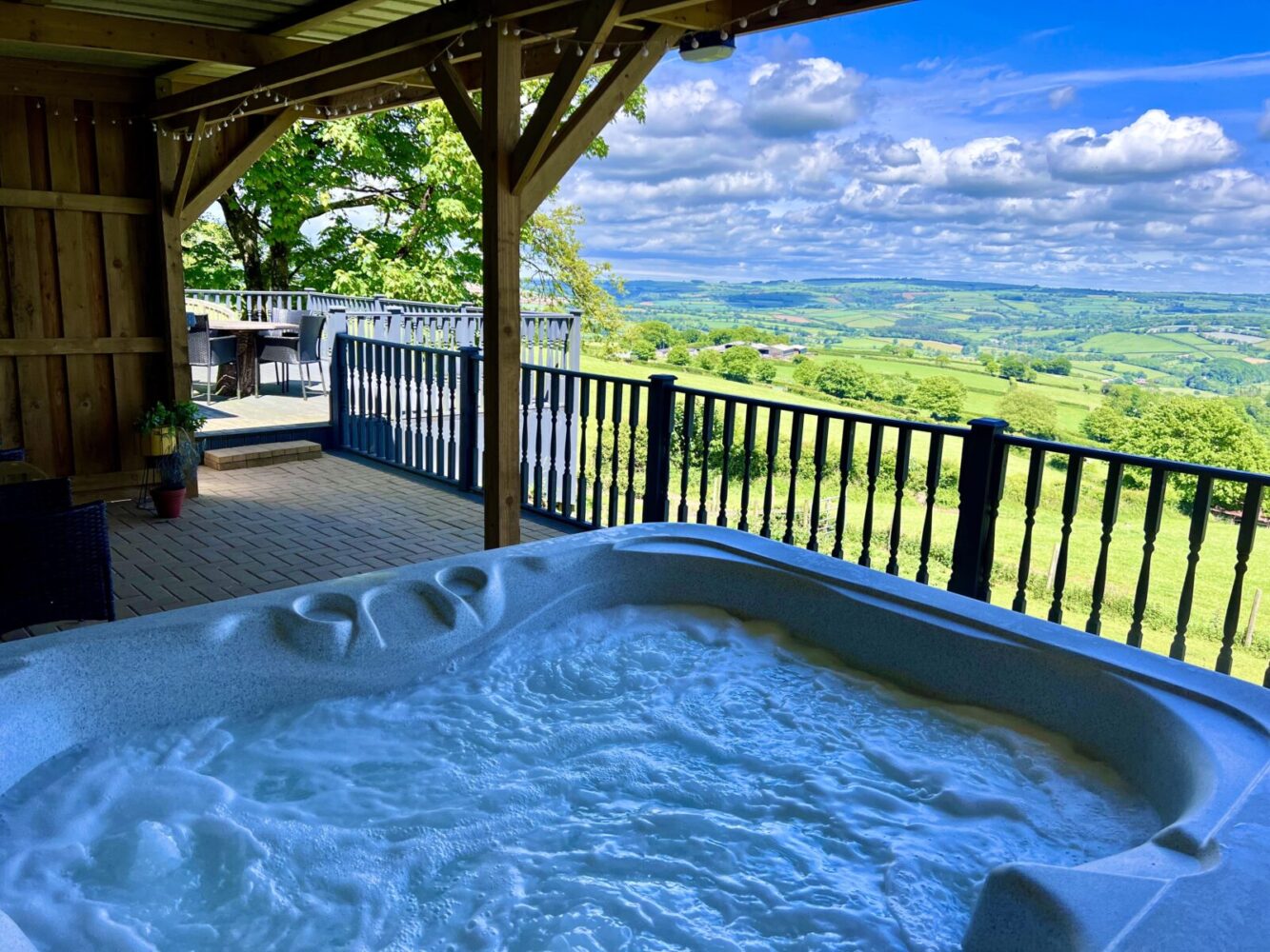 The Signal Box hot tub with a breathtaking view